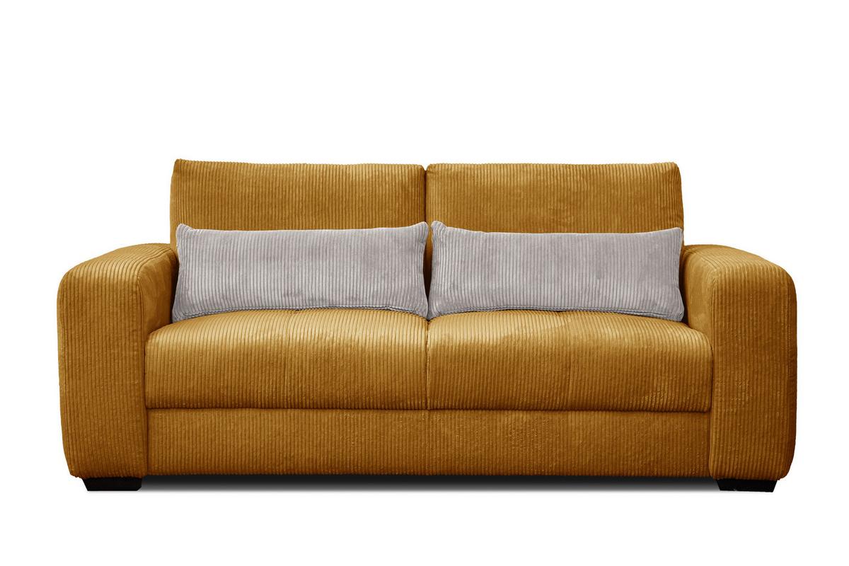 SOFA OLI 3-Sitzer, safran - Gelb, Holz/Textil (208/91/108cm) - Wozimo