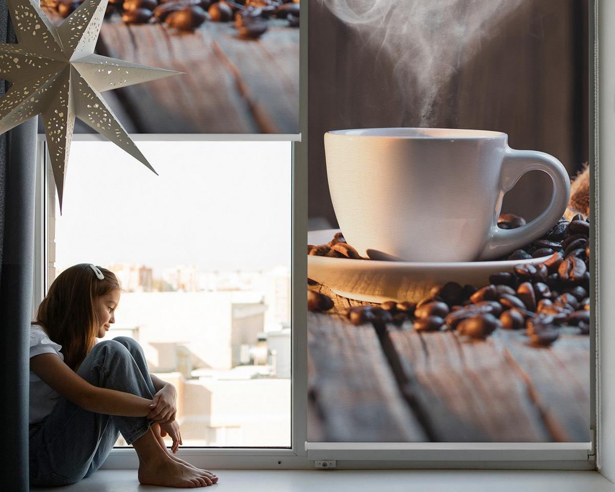INNENROLLO - Fensterrollo - Rollo - 60x40 cm - Tasse Kaffee - Braun, Kunststoff (60/140/0.5cm) - TULUP