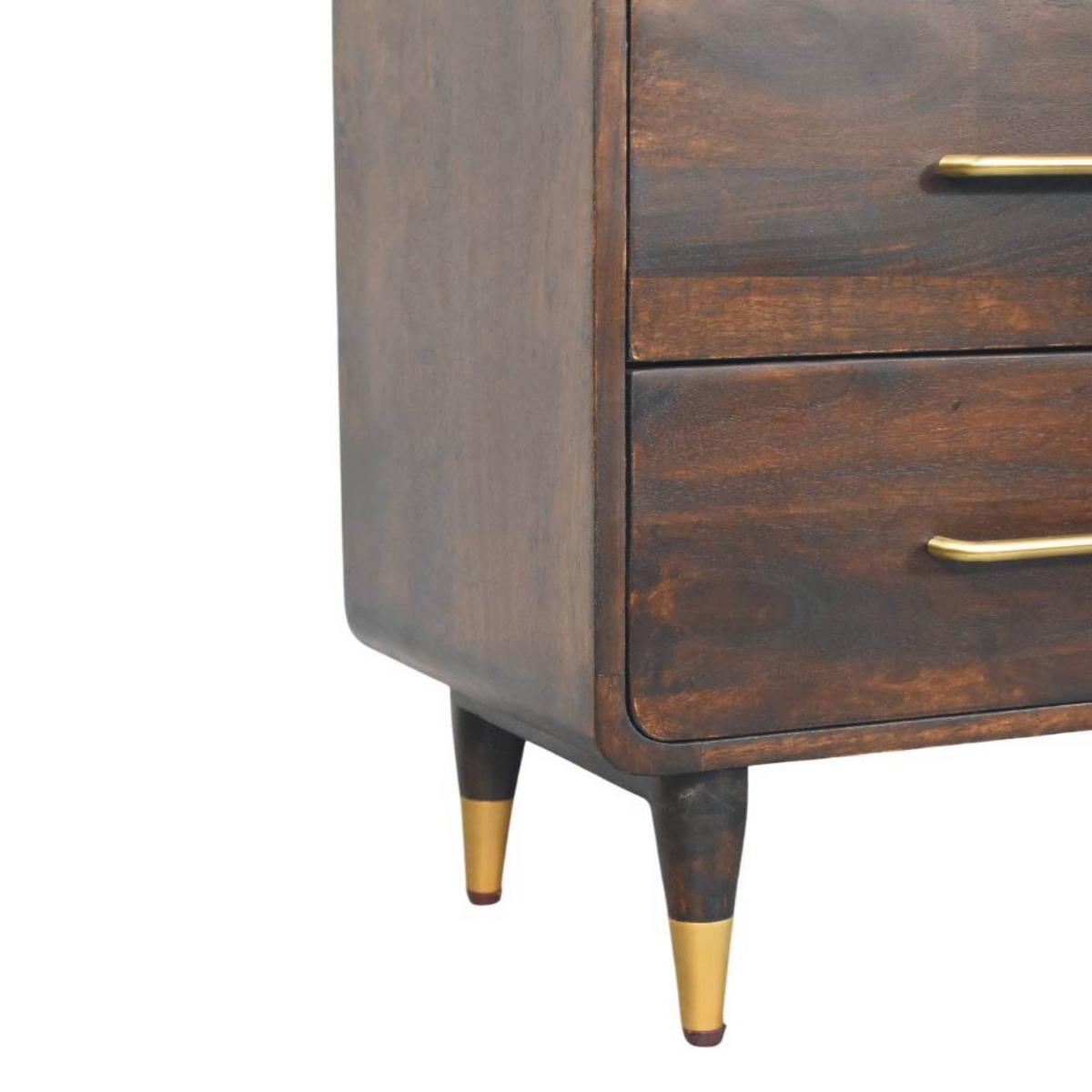 KOMMODE mit edlem Samtbezug in Mokka-Finish, 6 Schubladen, dunkelbraun. - Dunkelbraun, Holz (130/85/35cm) - Artisan Furniture
