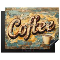 HERDABDECKPLATTE Kaffee - Vintage - Braun - Tasse Induktionsmatte 77x59 cm - Teakfarben, Kunststoff (77/59/0.2cm) - MuchoWow