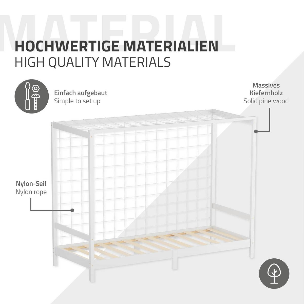 KINDERBETT Fußballtor 90x200 cm Weiß - Weiß, Holz (90/200cm) - ML-DESIGN