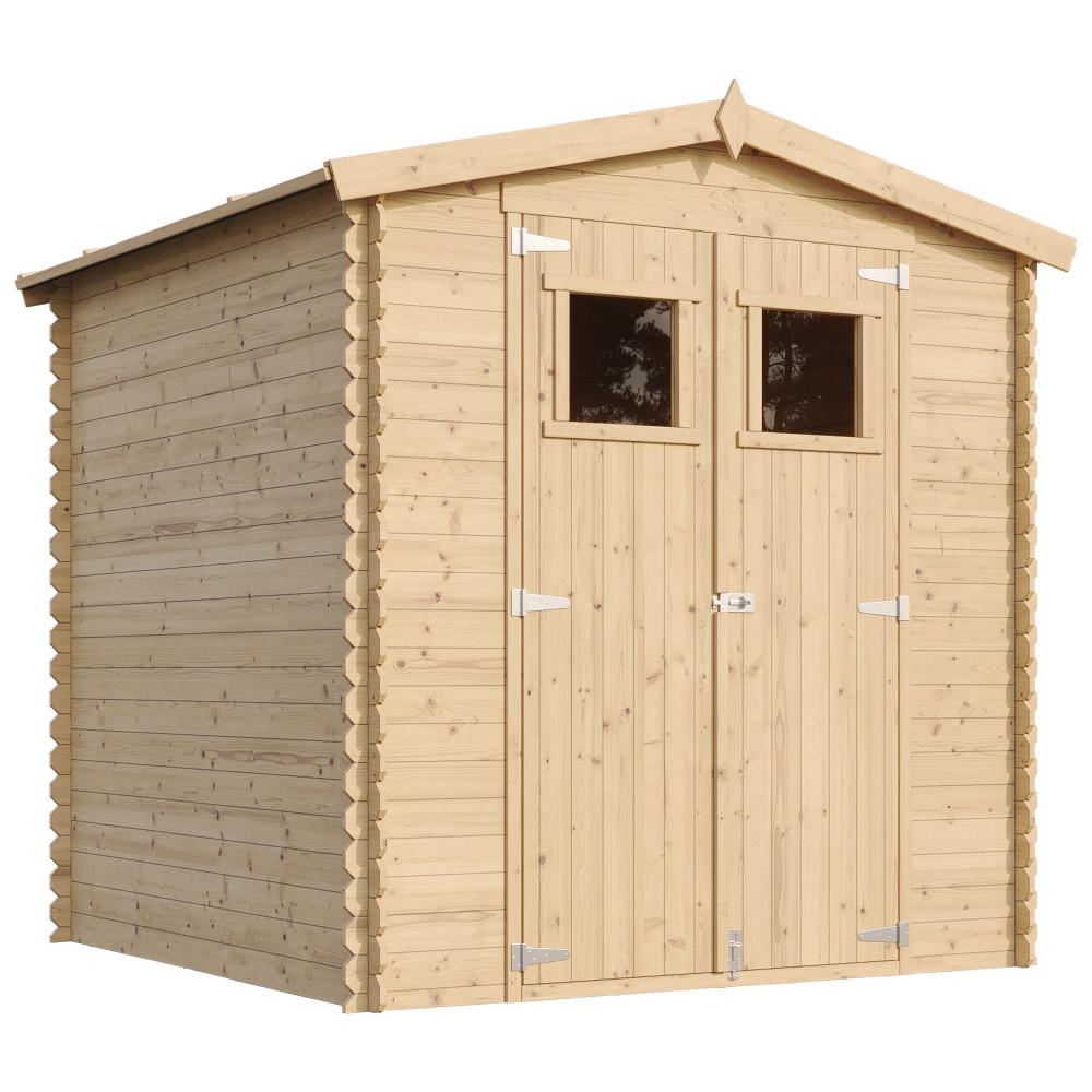 HOLZHAUS GARTENHAUS mit imprägniertem BodenB216xL206xH216 cm/ 3.53 m2 - M343+M343G - Beige, Holz (200/224/206cm) - Timbela