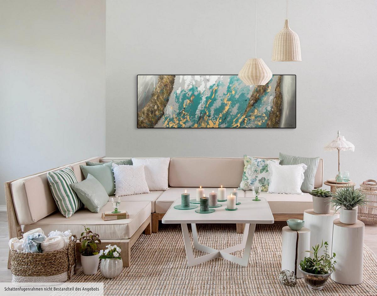 ÖLGEMÄLDE 150/50 cm - Blau/Weiß, Holz/Textil (150/50cm) - KUNSTLOFT