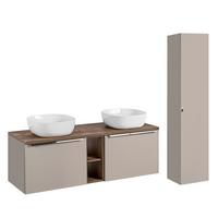 BADMÖBEL 140cm Éros 2er-Set Taupe - Taupe, Holzwerkstoff (140/48/46cm) - Petits-meubles