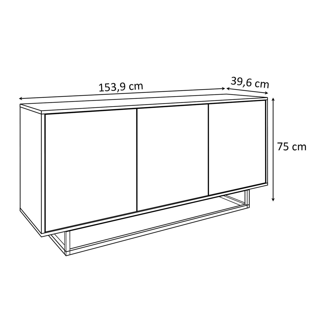 KOMMODE SANAYI II Eiche Artisan/Schwarz auf schwarzem Gestell - Schwarz, Holzwerkstoff (153.9/75/39.6cm) - Lookway