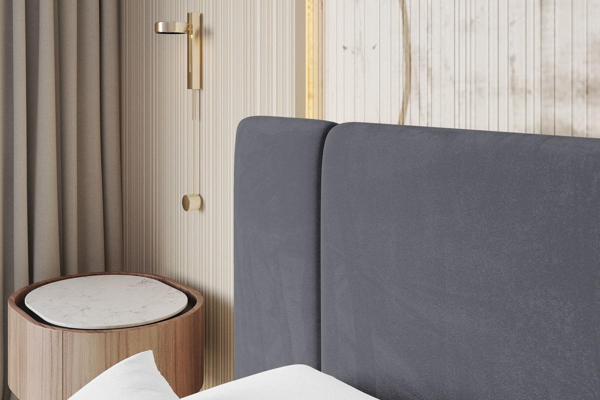 POLSTERBETT mit Bettkasten, Fußteil und Lattenrost, Bett mit Matratze H3/H4 - TEVO-Z 140x200 Dunkelgrau - Dunkelgrau, Holzwerkstoff/Textil (140/200cm) - ALTDECOR