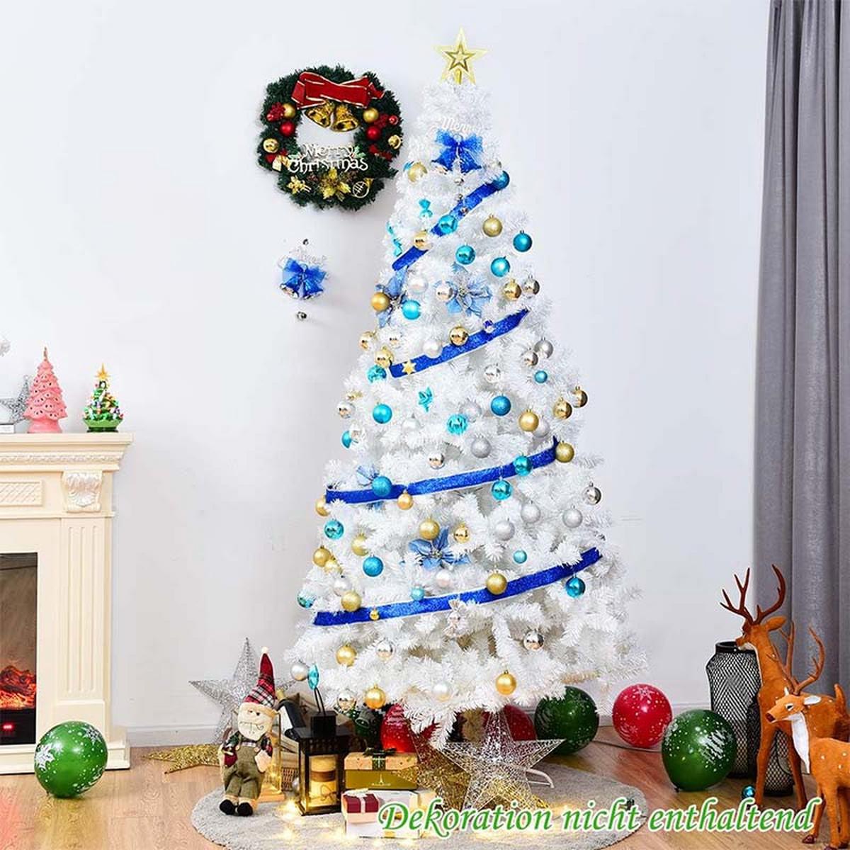 WEIHNACHTSBAUM mit Metallständer 240cm Weiß - Weiß, Metall (240cm) - COSTWAY