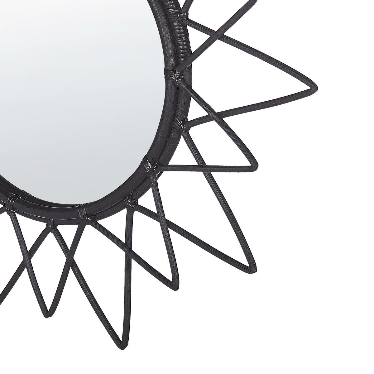WANDSPIEGEL Rattan schwarz Sonnenform 61 cm Aroek - Schwarz, Naturmaterialien (61/61/3cm) - Beliani