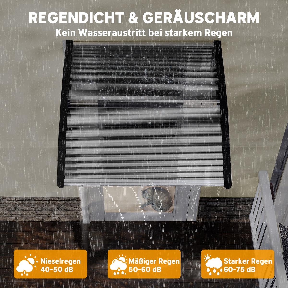 PULTVORDACH, Vordach, Alu, Schwarz - Schwarz, Kunststoff (96.5/27/103cm) - Outsunny