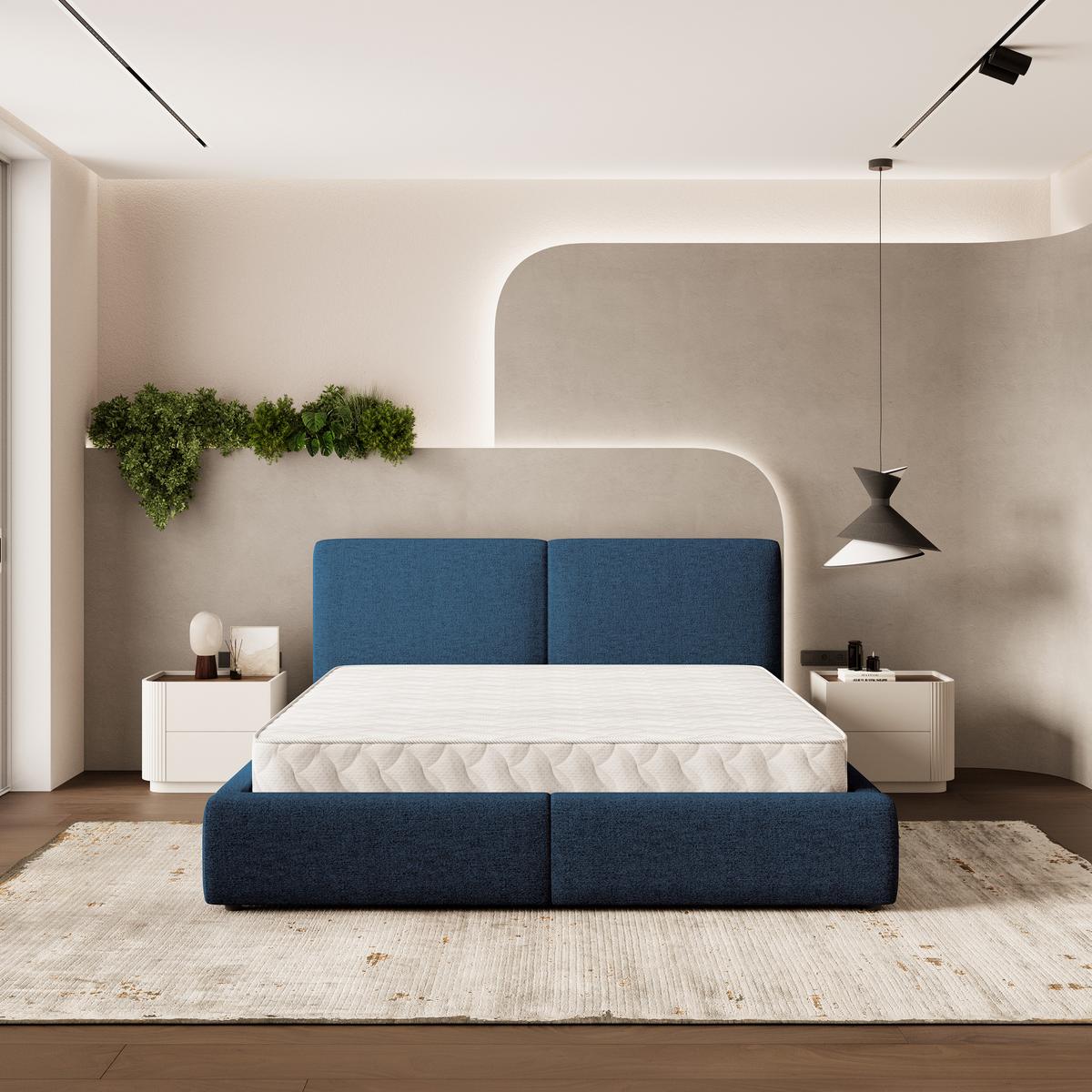 POLSTERBETT FELURO NV 200x200 cm mit Bettkästen - Blau - Blau, Holz/Textil - MASSENO