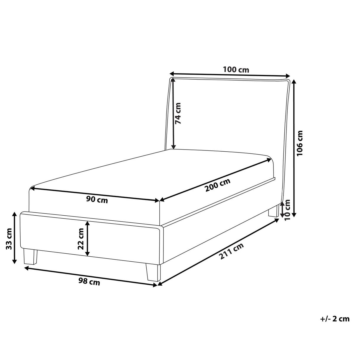 BETT mit Lattenrost 90/200 cm Stoff Hellgrau Sennez - Hellgrau, Textil (90/200cm) - Beliani
