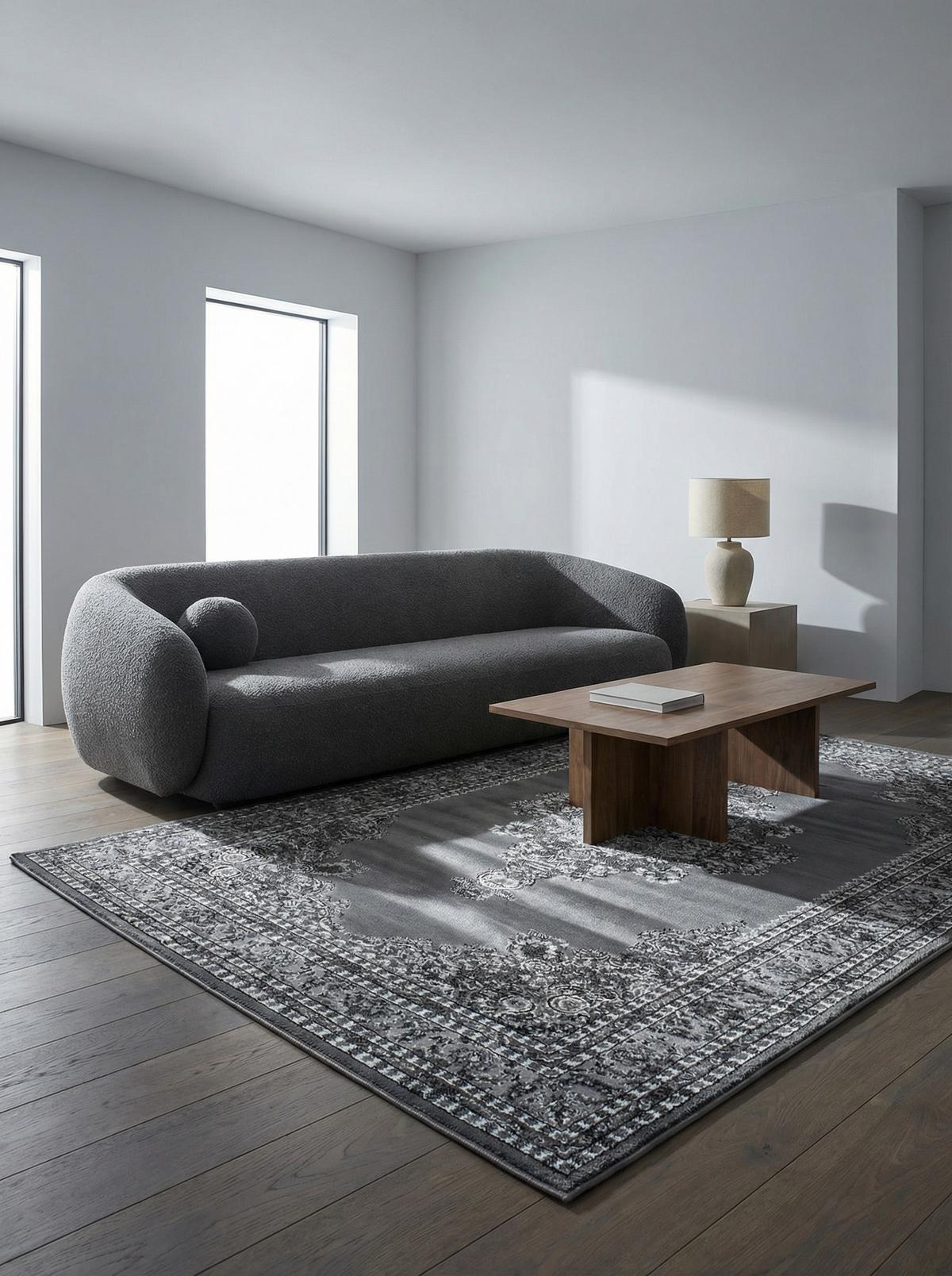 TEPPICH Kurzflor TANNHEIM in Grau, orientalisch, Florhöhe 12 mm, 80 x 150 cm - Grau, Textil (150/80cm) - KADIMA DESIGN