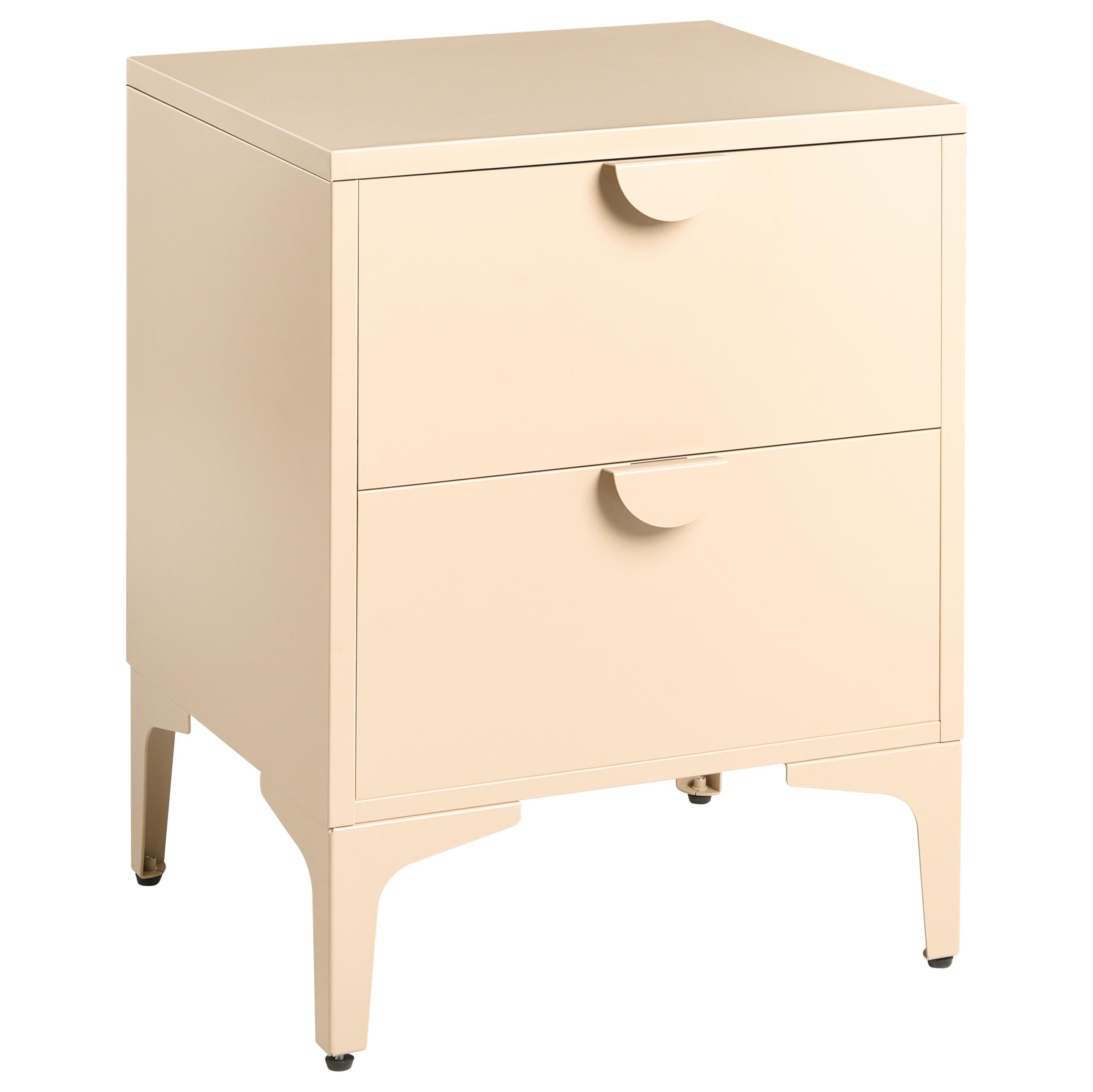 NACHTTISCH mit 2 Schubladen Metall Beige Ardura - Beige, Metall (45/60/40cm) - Beliani