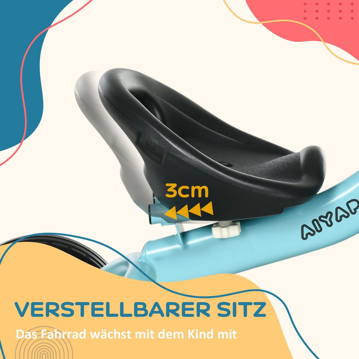 DREIRAD, Kinderfahrrad mit verstellbarer Sitz, Kinderrad für Kinder 2-5 Jahre - Blau, Metall (70.5/53/58cm) - AIYAPLAY