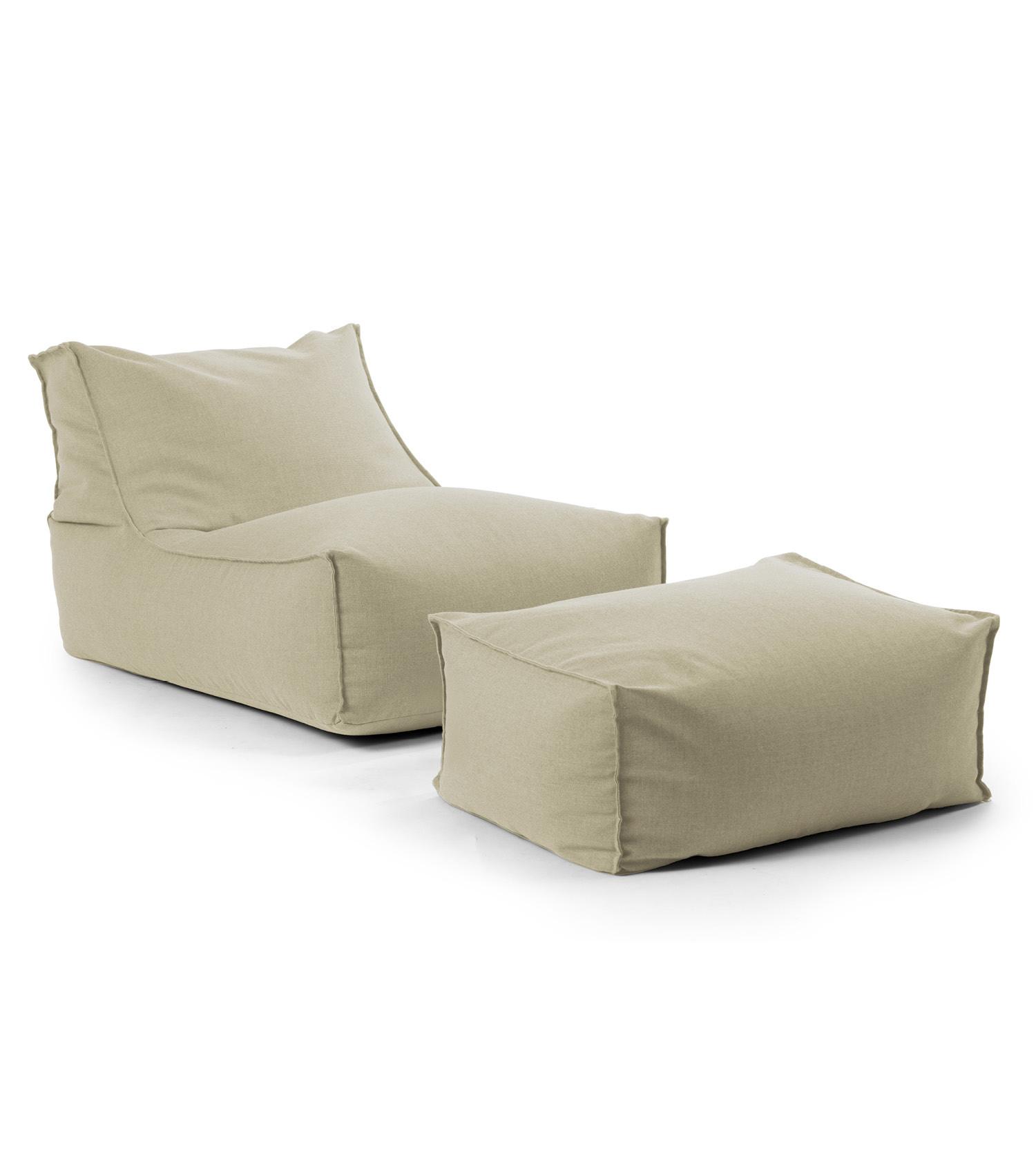 OUTDOOR SITZSACK und Hocker Der Sundowner - Beige, Textil (60/65/95cm) - Mokebo