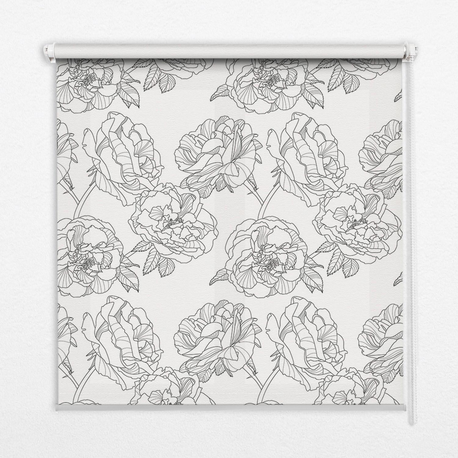 INNENROLLO - Fensterrollo - Rollo - 70x140 cm - Gezeichnete Rosen - Grau, Kunststoff (70/140/0.5cm) - TULUP