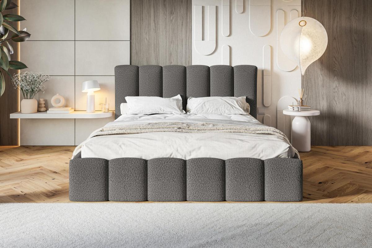 BETT 120x200 - Polsterbett mit Bettkasten und Holzrahmen - Modern Betten - Kuscheliger Catch-Me-Stoff - Kollektion Lucy - Grau - Grau, Holz/Textil (120/200cm) - Alpi-Möbel