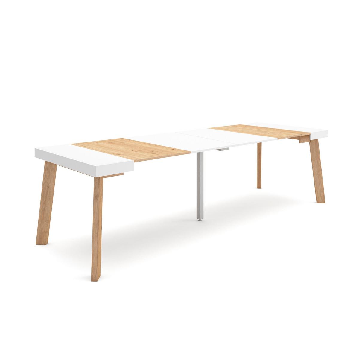KONSOLENTISCH ausziehbar 58 bis 302cm, für 14 Gäste, eiche weiß, 90/58/73cm - Eichefarben/Weiß, Holzwerkstoff (90/302/73cm) - Skraut Home