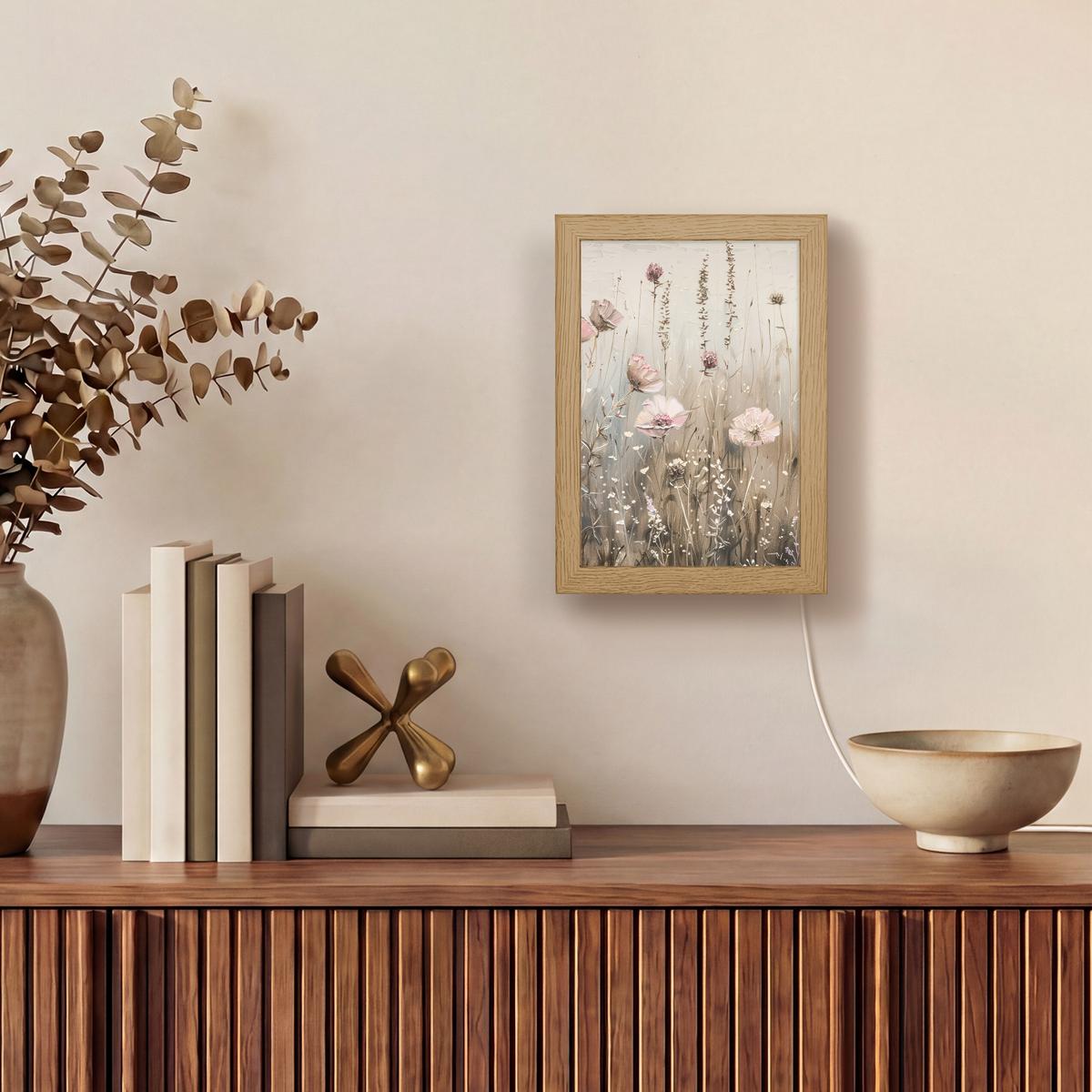 WANDLEUCHTE Blumen - Rosa - Modern - Beige 15x20 cm - Altrosa, Holzwerkstoff (15/20/8cm) - OnlyWow