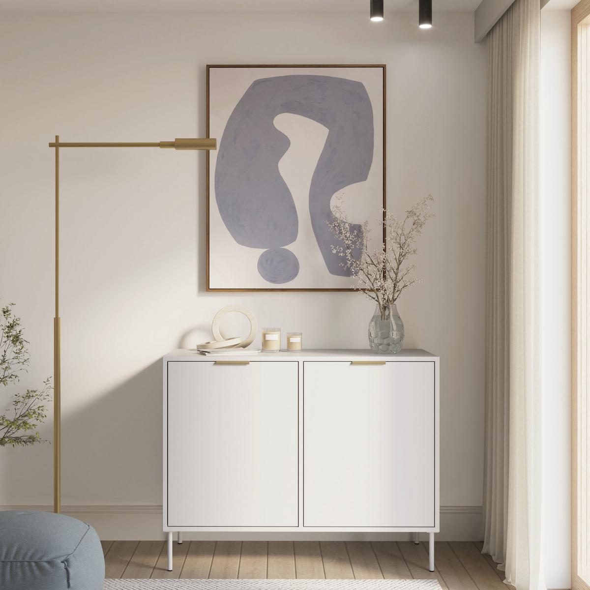 SIDEBOARD Vena Weiß 100 cm - Goldfarben/Weiß, Holzwerkstoff/Kunststoff (100.6/86/40cm) - Selsey