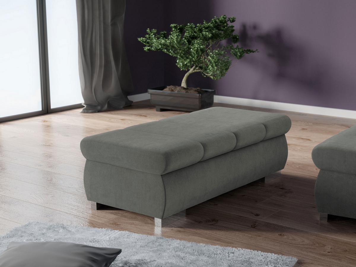 POLSTERHOCKER Bangkok Groß - Silberfarben/Grau, Holz/Kunststoff (120/39/60cm) - MIRJAN24