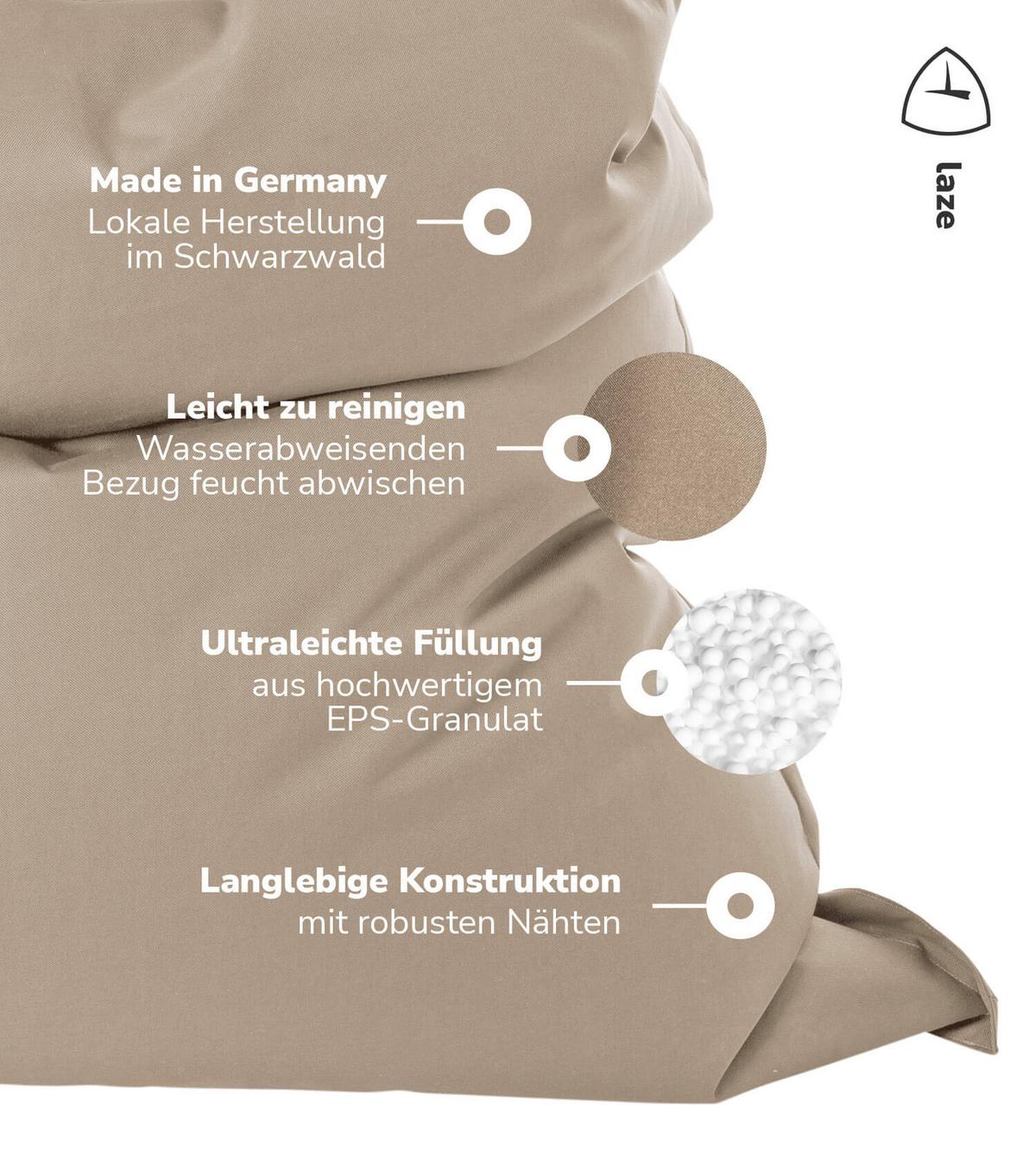 OUTDOOR SITZSACK XXL Der Große - Beige, Textil (130/170/20cm) - Mokebo