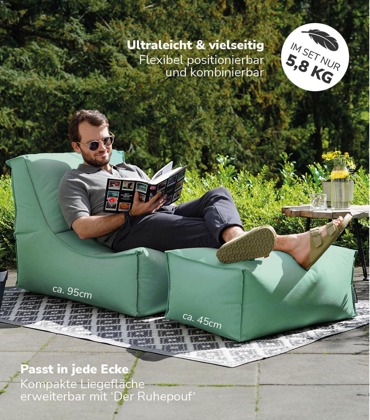 OUTDOOR SITZSACK mit Schutzhülle Der Sundowner - Mintgrün, Textil (60/65/95cm) - Mokebo