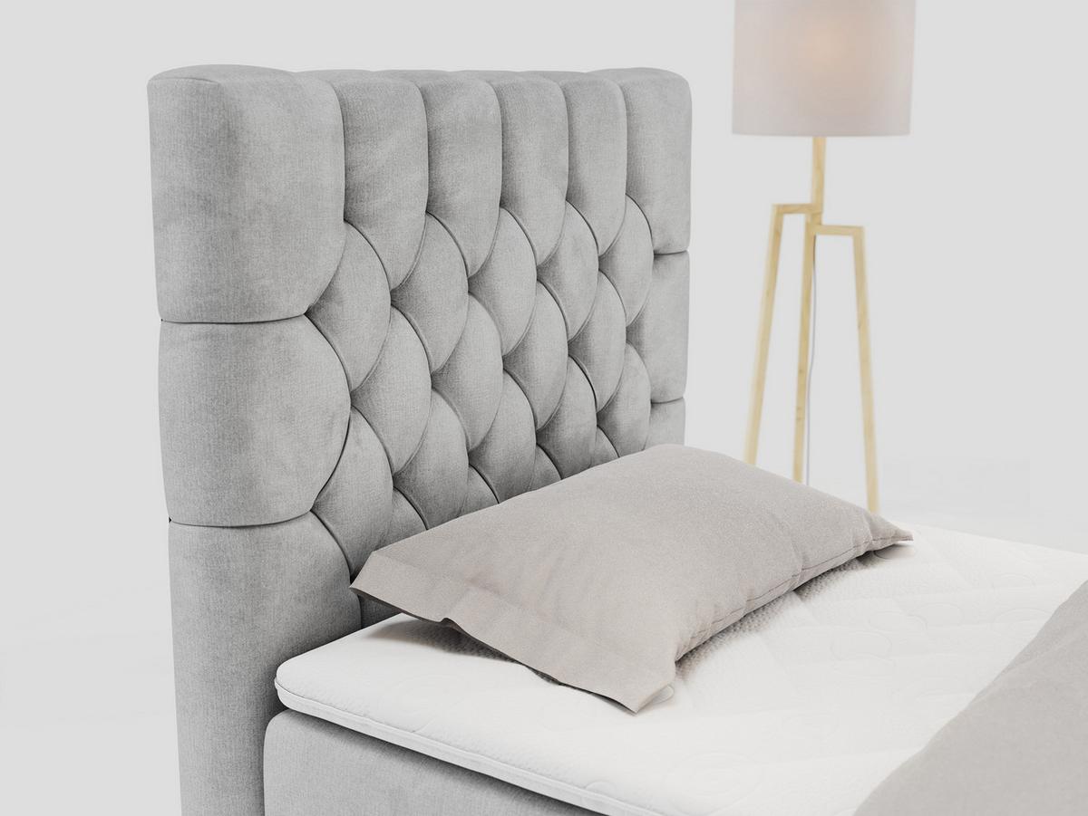 BOXBETT PERA 90/200 Hellgrau Velvet - H4 - Links Seite - Hellgrau, Holz/Textil (90/200cm) - MKS