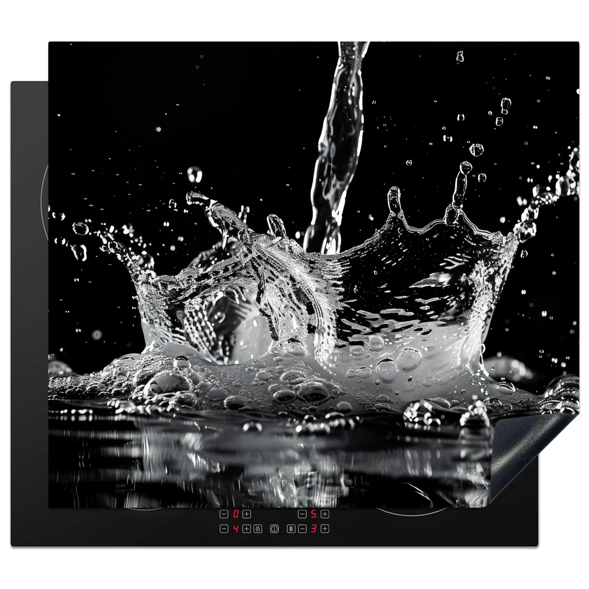 HERDABDECKPLATTE Wasser - Spritzwasser - Schwarz Abdeckung Ceranfeld 57.6x51.6 cm - Schwarz, Kunststoff (57.6/51.6/0.2cm) - MuchoWow