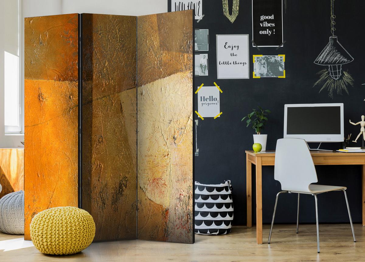 PARAVENT Beidseitig Bedruckter 3-tlg 135x172 cm Moderne Kunst - Braun, Holz/Textil (135/172/3cm) - Muralo