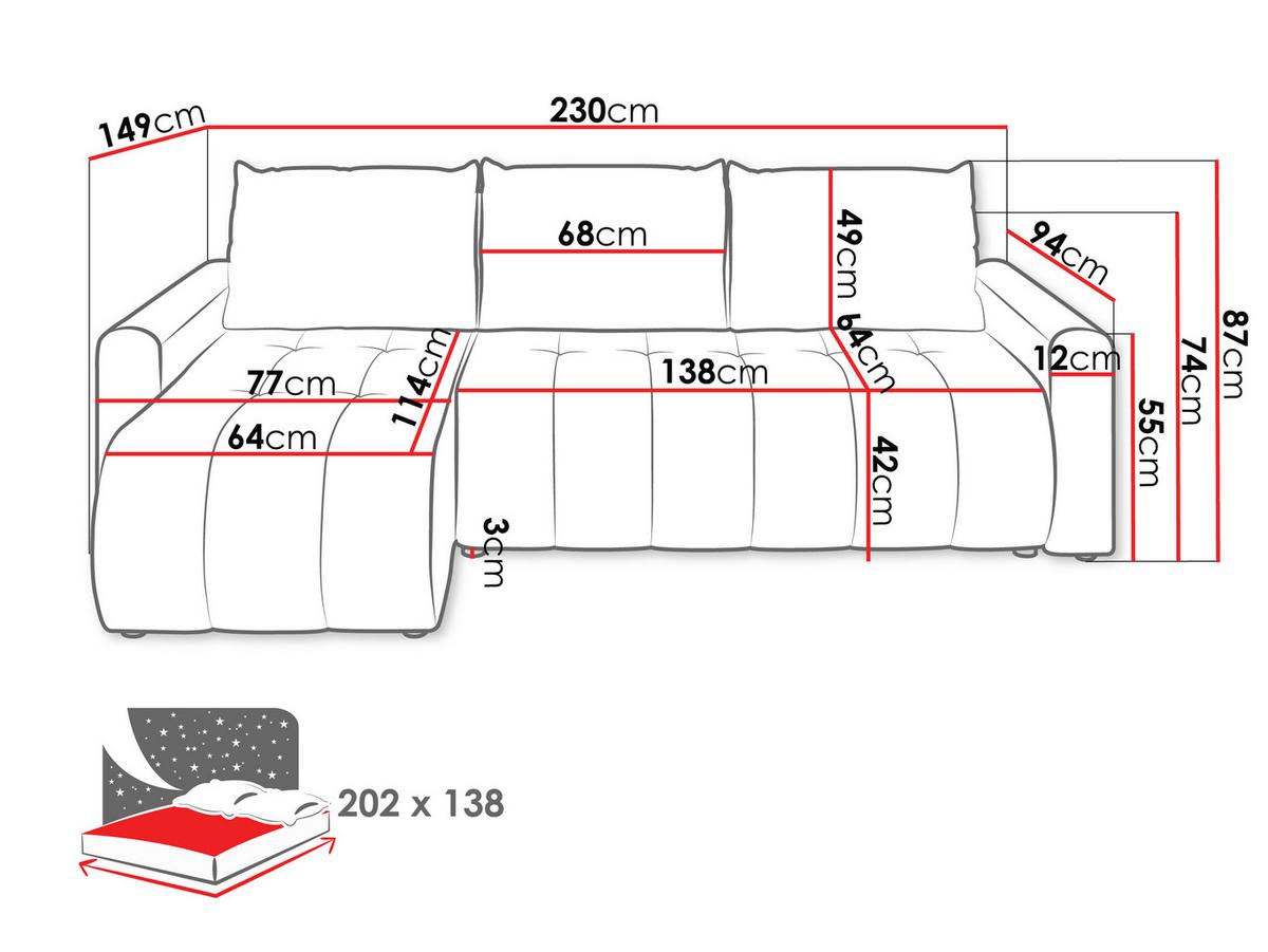 ECKSOFA Sprint - Schwarz/Naturfarben, Holz/Kunststoff (230/149cm) - MIRJAN24