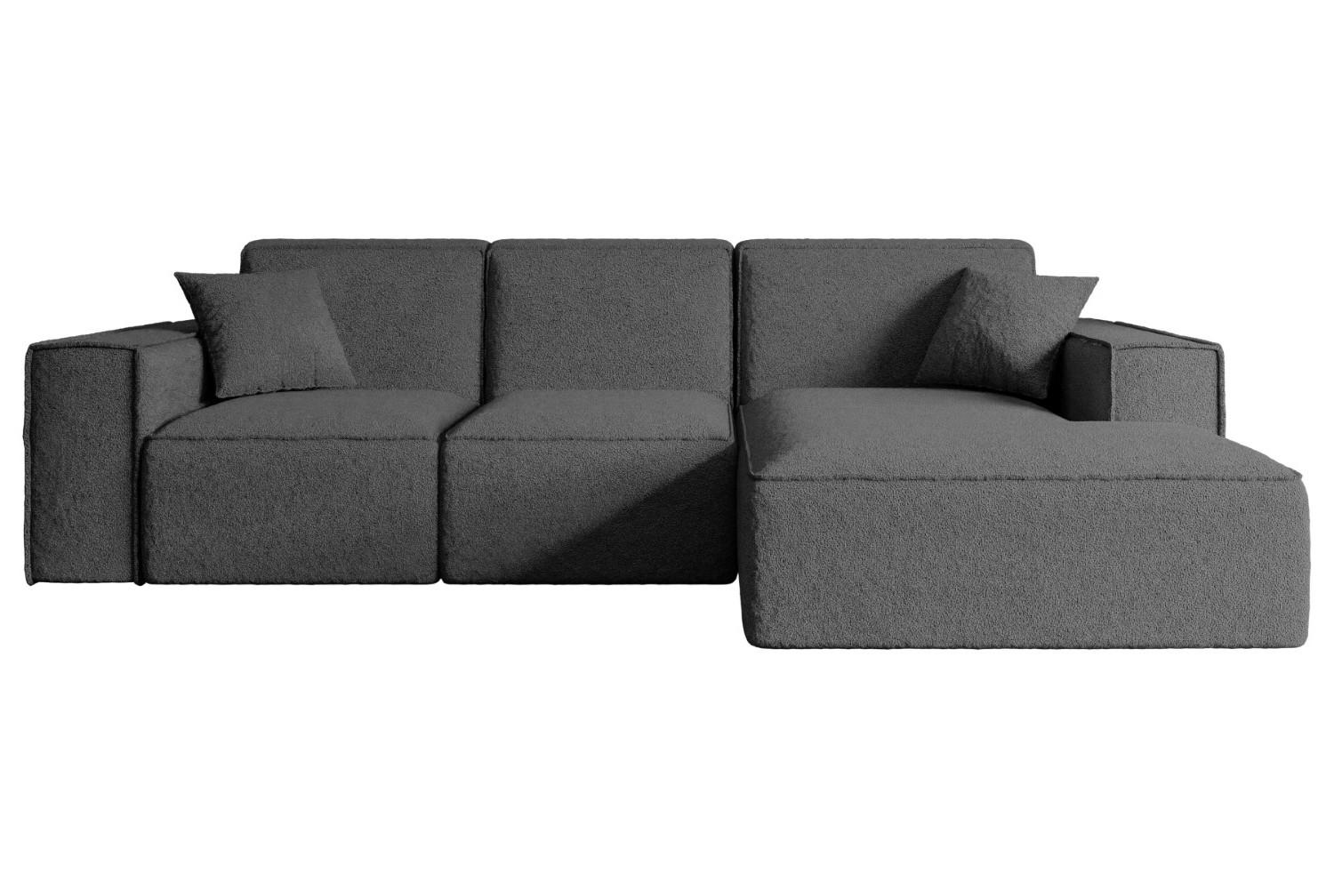 ECKSOFA Ottomane Rechts SERRA-L - 266x169x80 cm Grau Bouclé - Schwarz/Grau, Holzwerkstoff/Kunststoff (266/169cm) - ALTDECOR