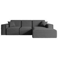 ECKSOFA Ottomane Rechts SERRA-L - 266x169x80 cm Grau Bouclé - Schwarz/Grau, Holzwerkstoff/Kunststoff (266/169cm) - ALTDECOR