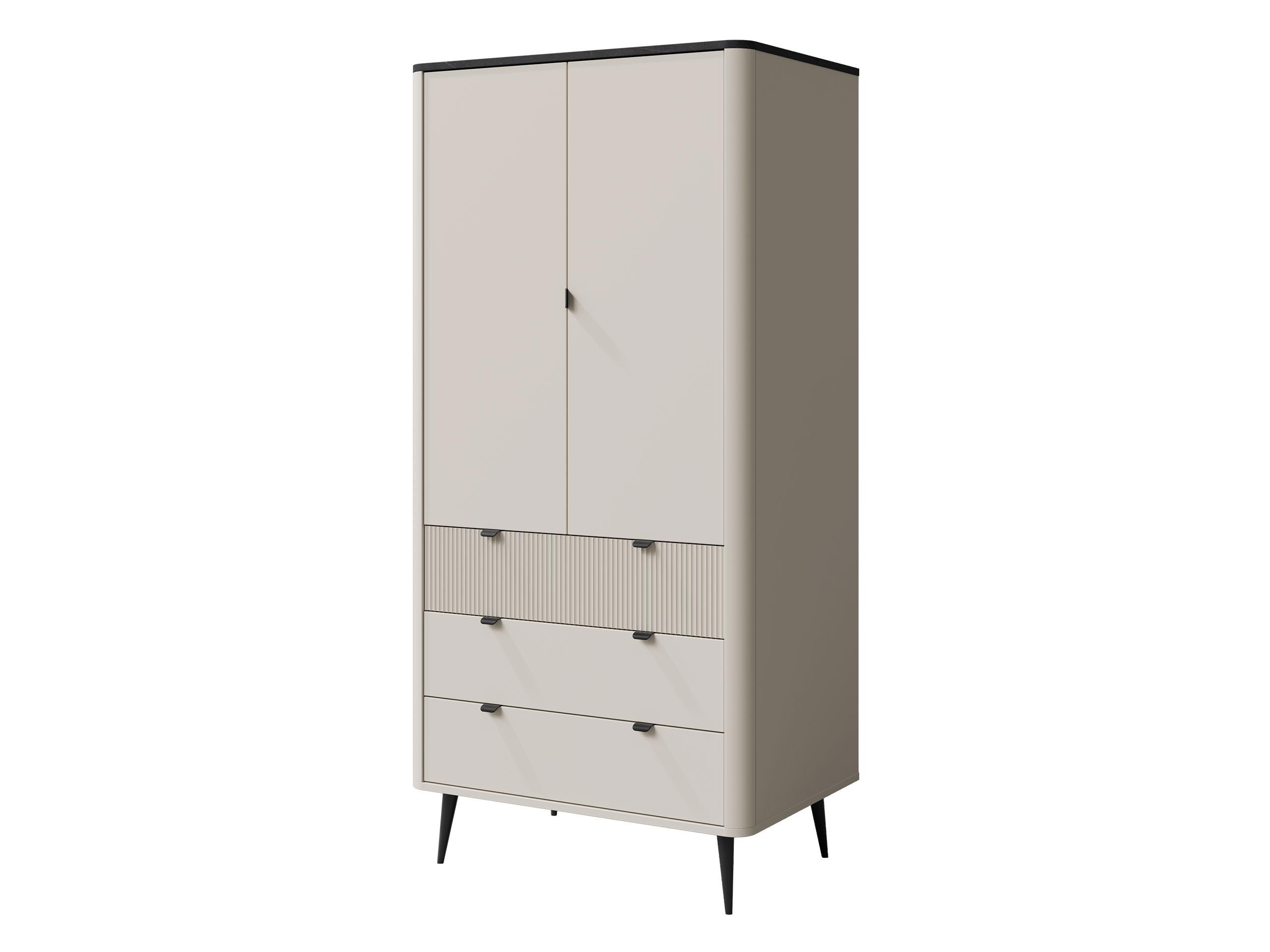 DREHTÜRENSCHRANK Marly 3S2D RE01 - Kaschmir/Schwarz, Holzwerkstoff/Metall (90/191/60cm) - MIRJAN24