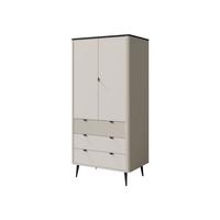 DREHTÜRENSCHRANK Marly 3S2D RE01 - Kaschmir/Schwarz, Holzwerkstoff/Metall (90/191/60cm) - MIRJAN24