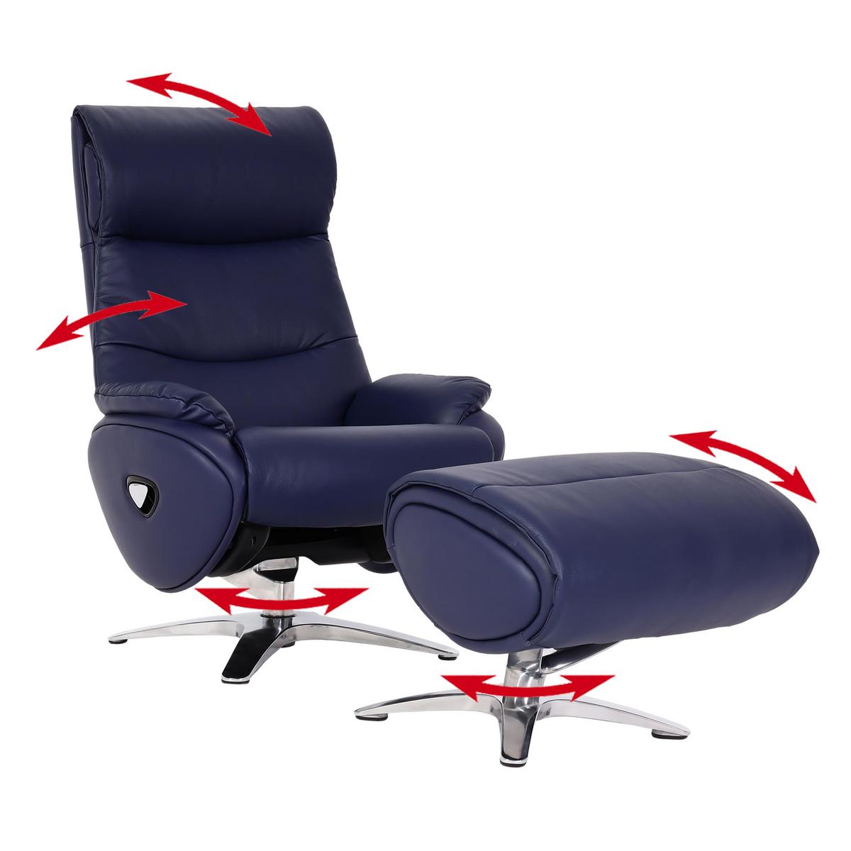 RELAXSESSEL MIT HOCKER Blau - Blau, Textil (117/110/77cm) - MCW