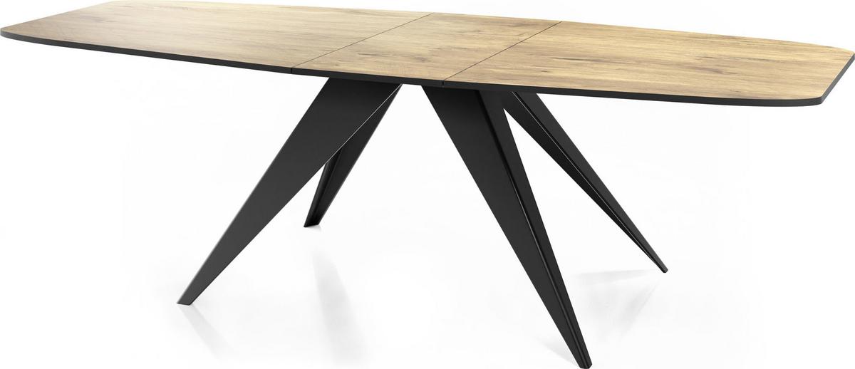 ESSTISCH Foster rechteckig ausziehbar, Lancelot Eiche 160-198/80/76 cm - Eichefarben/Schwarz, Holzwerkstoff/Metall (80/200/76cm) - WFL GROUP