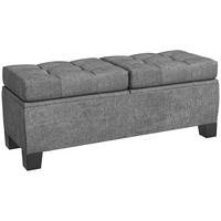 TRUHENBANK mit Leinenoptik - Schwarz/Grau, Holzwerkstoff/Textil (41/47/116cm) - HOMCOM