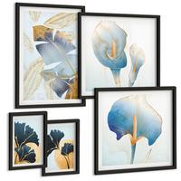 BILDER SET 5er Set - 50x50 cm & 20x30 cm & 40x60 cm Schwarzer Rahmen - Zitronenweinporträt Kahlo - Schwarz, Kunststoff (40/60cm) - TULUP