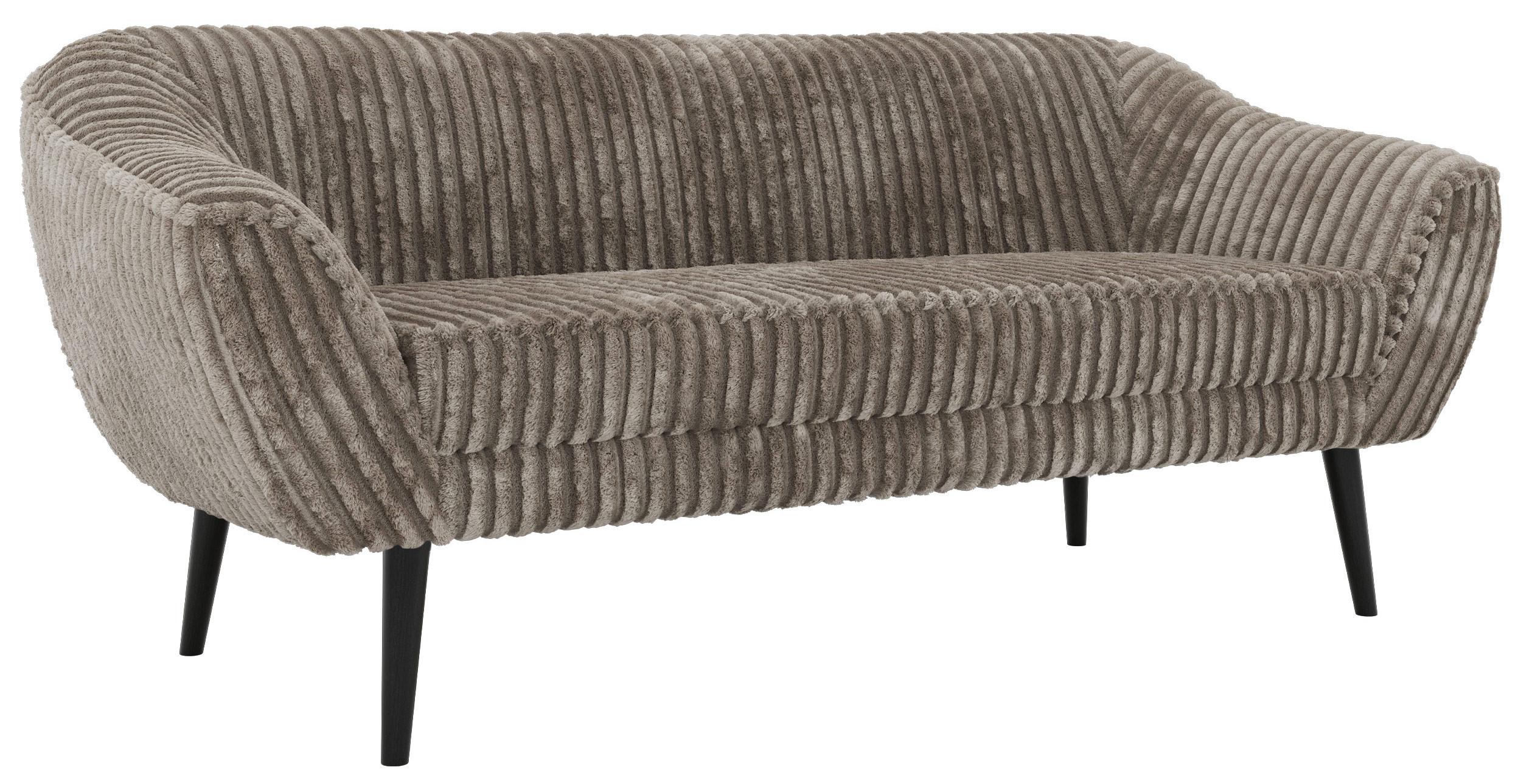 3-SITZER-SOFA PIRS - Hellbraun Cord - Schwarze Beine - Hellbraun/Schwarz, Holzwerkstoff/Textil (180/75/74cm) - MKS