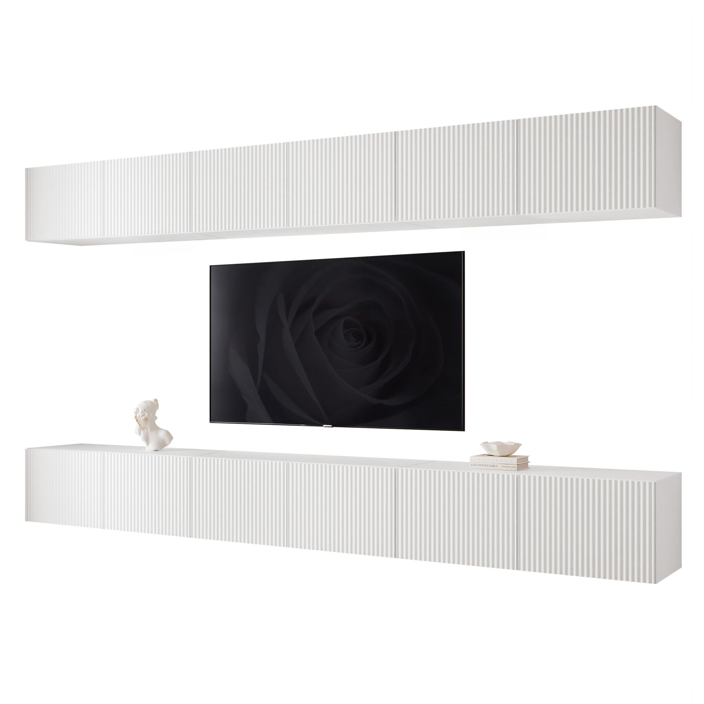 TV-LOWBOARD ANGEL VI mit LED-Beleuchtung, 300 cm Weiß matt - Weiß, Holzwerkstoff (300/36/40cm) - Idohome