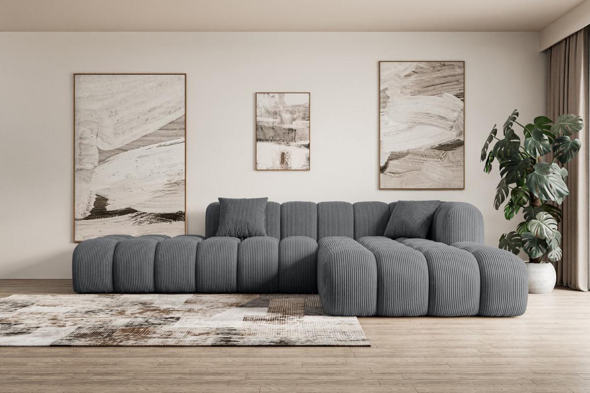 ECKSOFA Ottomane Rechts OLEA-L2 - 289x176x71 cm Dunkelgrau - Dunkelgrau/Schwarz, Holzwerkstoff/Kunststoff (289/176cm) - ALTDECOR