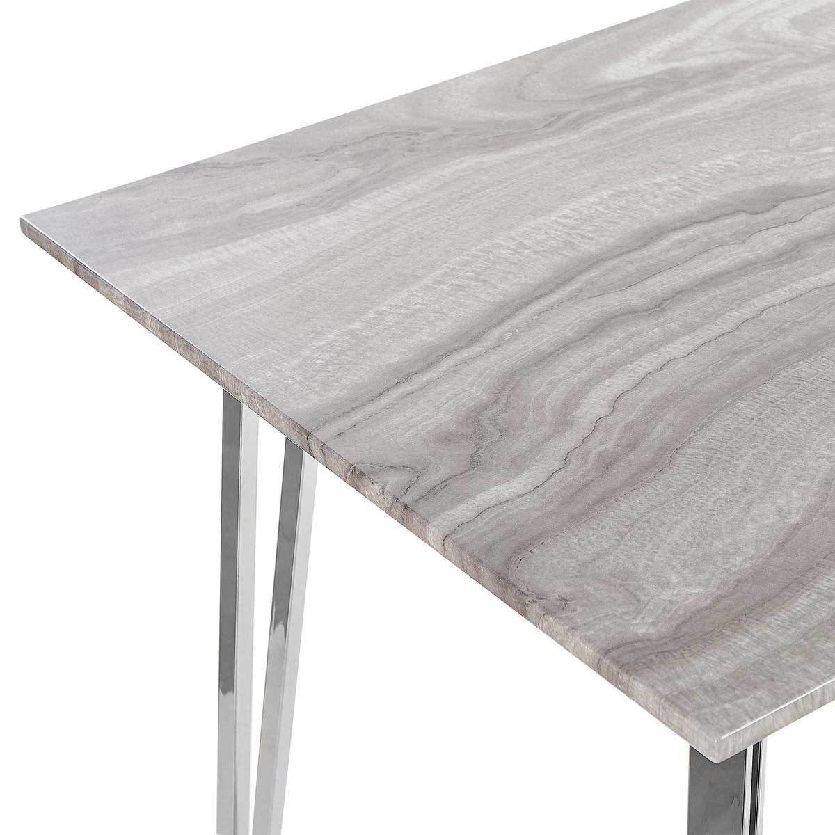 ESSTISCH 120/70/75 cm Weiß, Silberfarben Rechteckig Greyton - Weiß, Holzwerkstoff (120/70/75cm) - Beliani