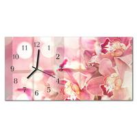 WANDUHR aus Glas 60x30 cm - Orchideen - Pink, Glas (60/30/0.4cm) - TULUP