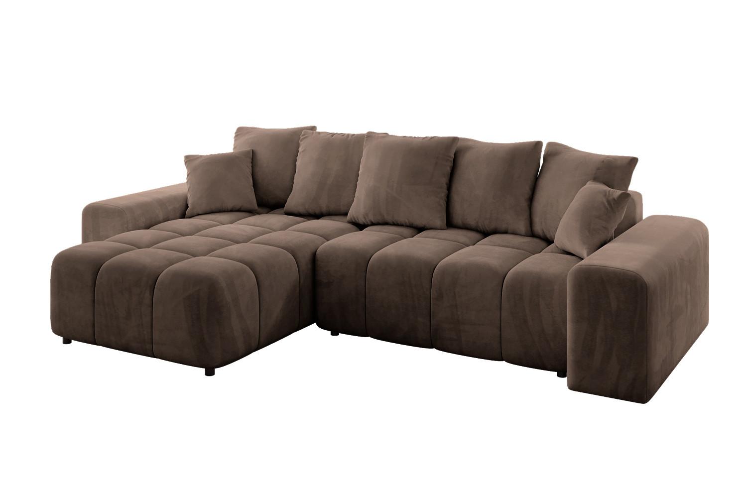 ECKSOFA Ottomane links ENIL-L 297x189x68 Braun Velours - Braun, Holzwerkstoff/Kunststoff (297/189cm) - ALTDECOR