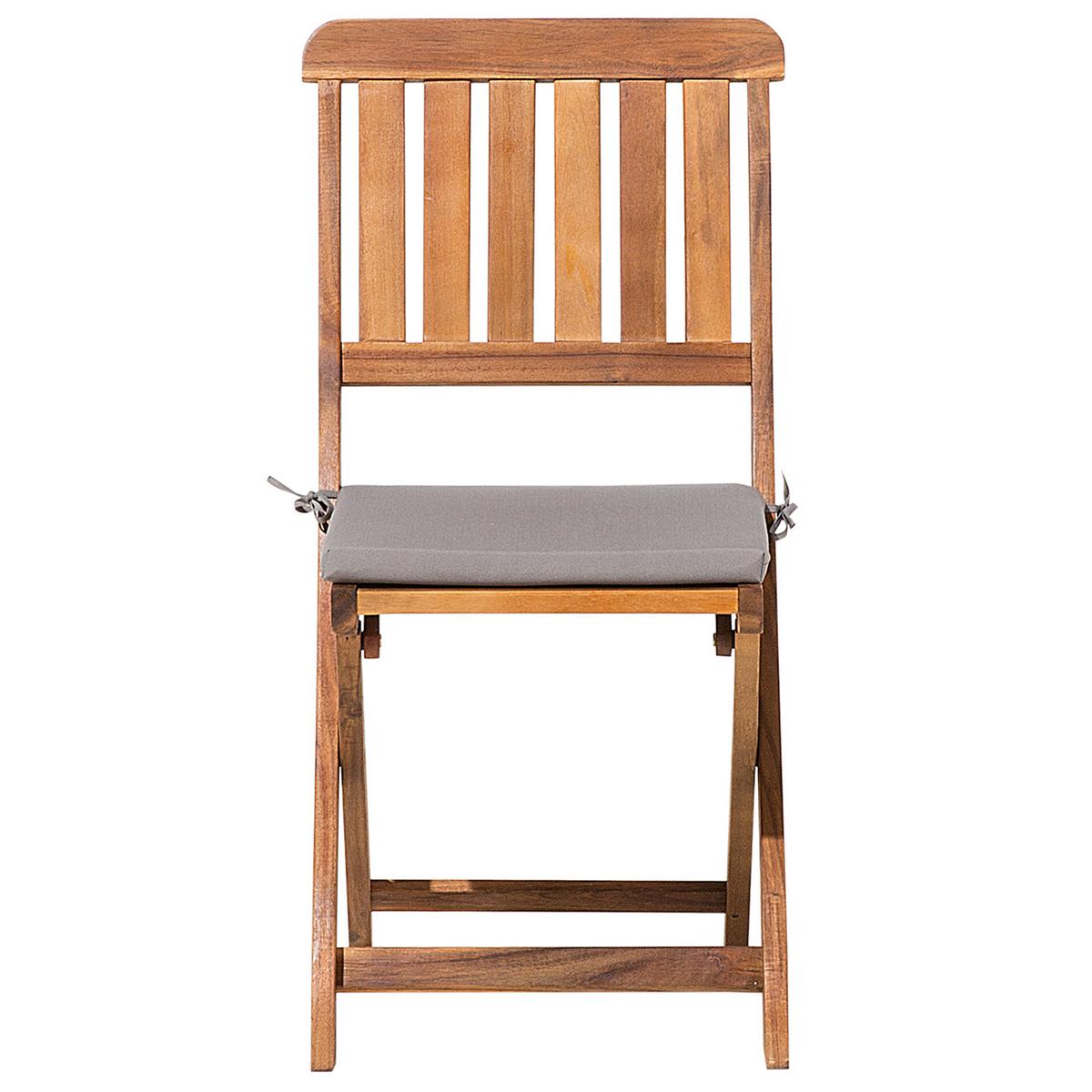 GARTENMÖBEL SET 6-Sitzer Akazienholz dunkelbraun Auflagen grau Cento - Dunkelbraun/Grau, Holz - Beliani