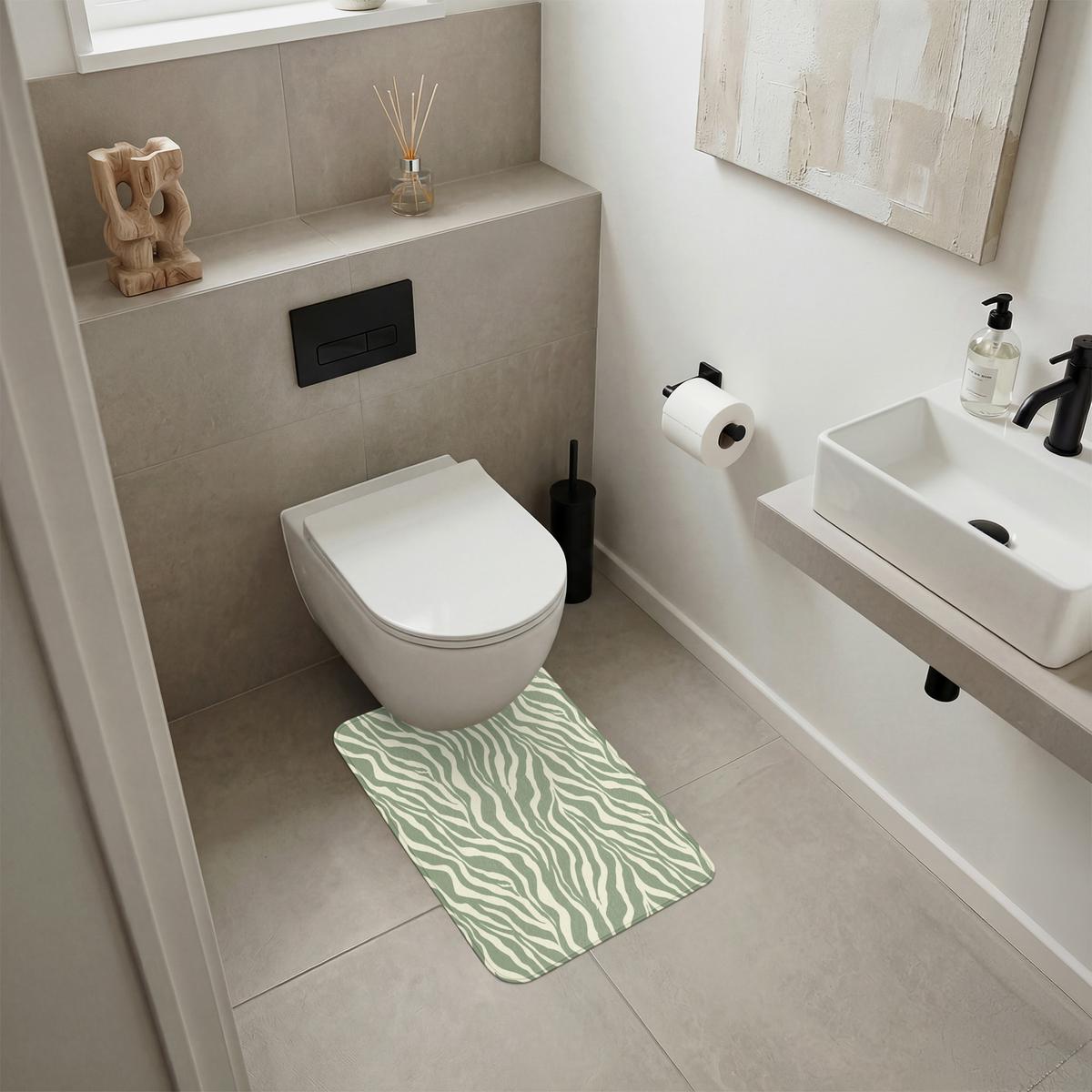 WC-VORLEGER Zebra - Motiv - Grün WC Teppich 40x60 cm - Salbeigrün, Textil (40/1cm) - OnlyWow
