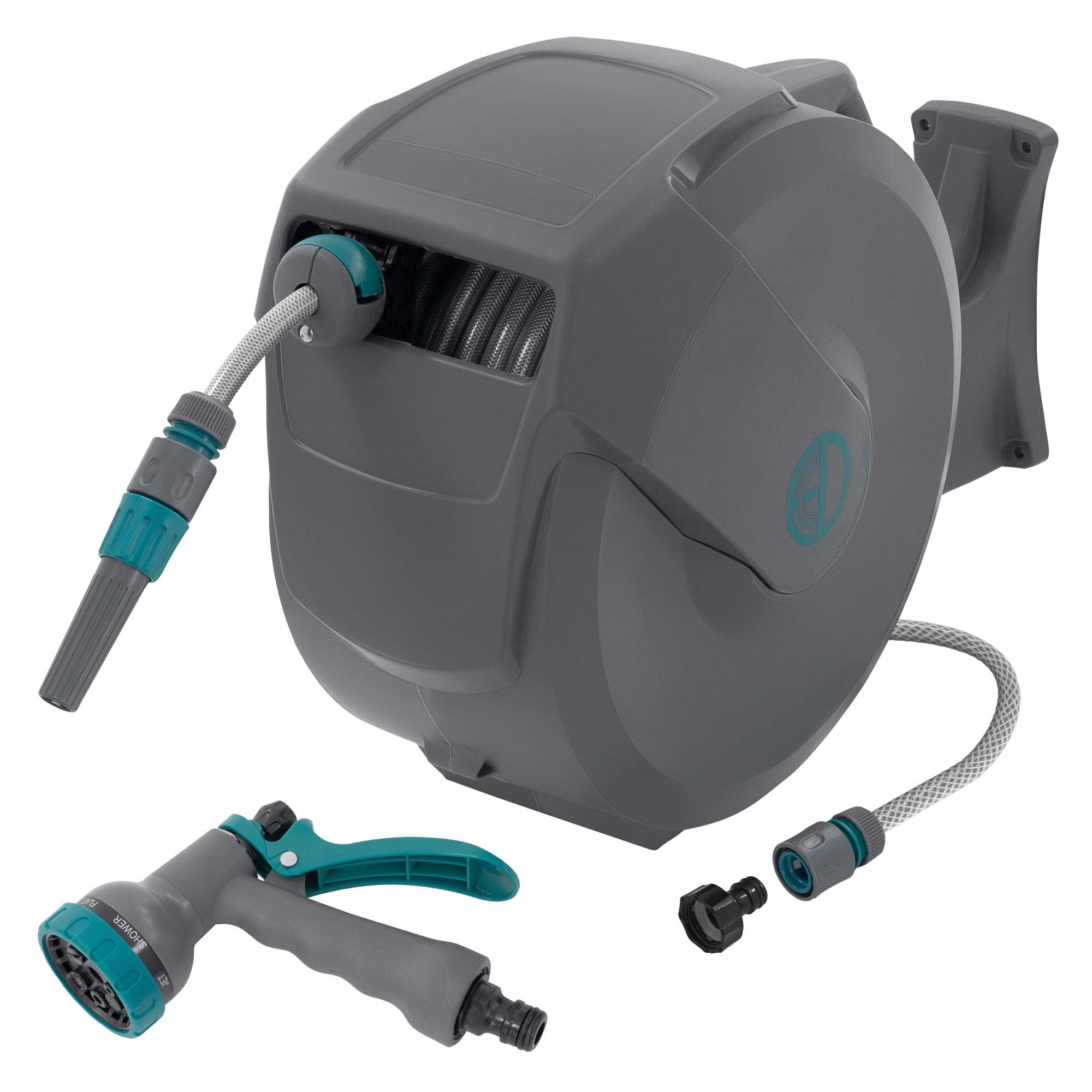 SCHLAUCHAUFROLLER 30m - Grau, Kunststoff (21/43/60.5cm) - ECD-Germany