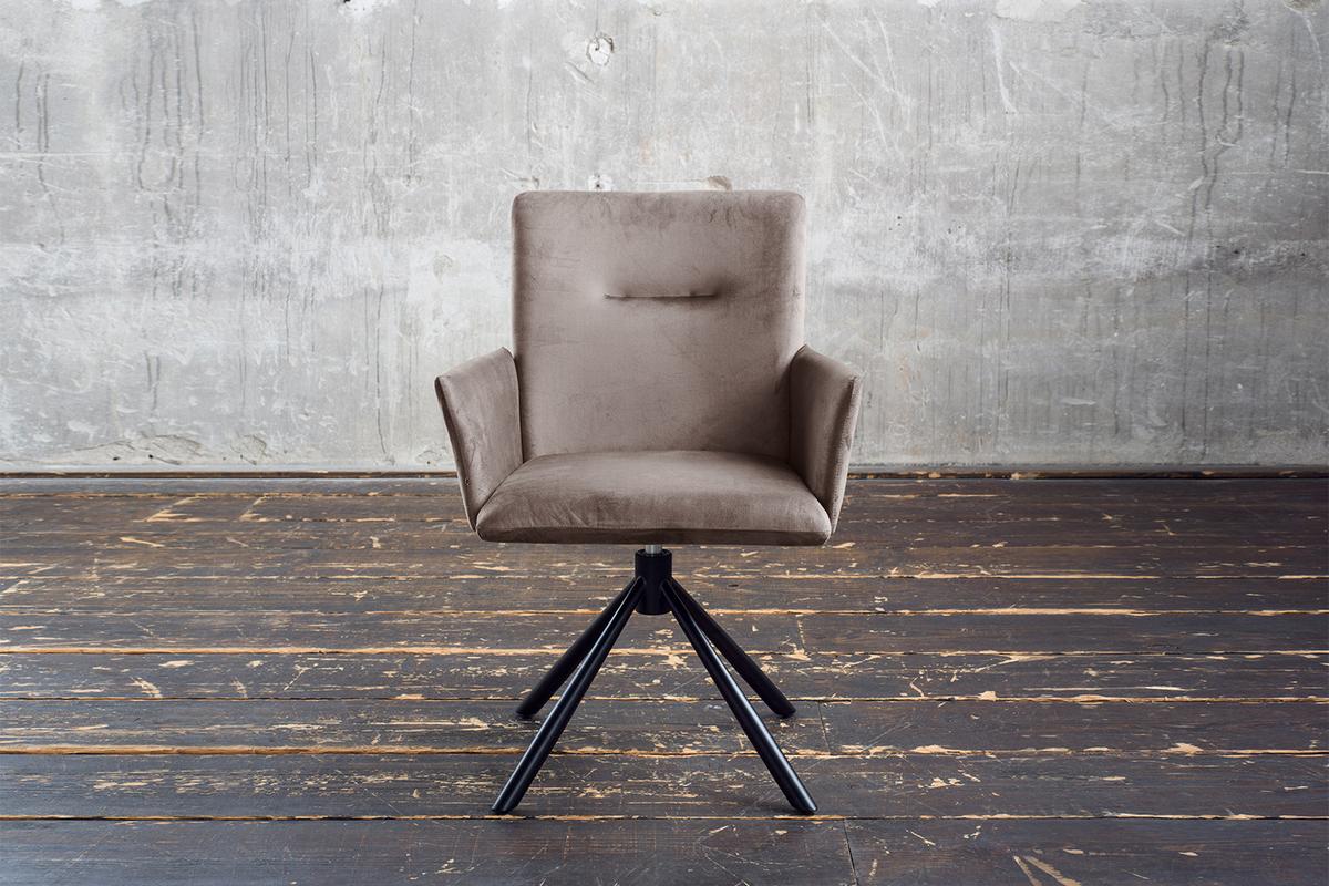 ESSZIMMERSTUHL KYRA Taupe Velvet Drehbar (360°) (1er-Set) - Taupe, Kunststoff/Textil (64/88/61cm) - KAWOLA