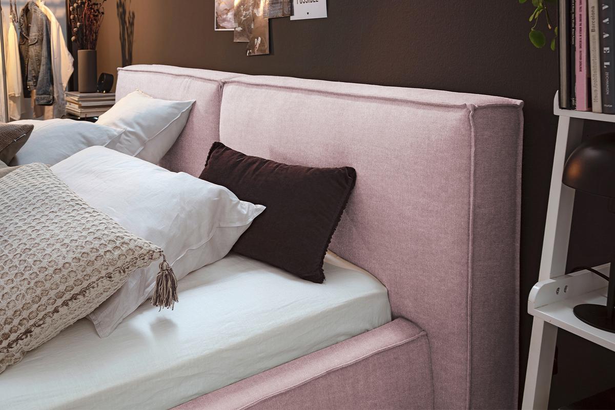 POLSTERBETT CARLO Pink Flachgewebe - Rosa, Textil (200/200cm) - KAWOLA